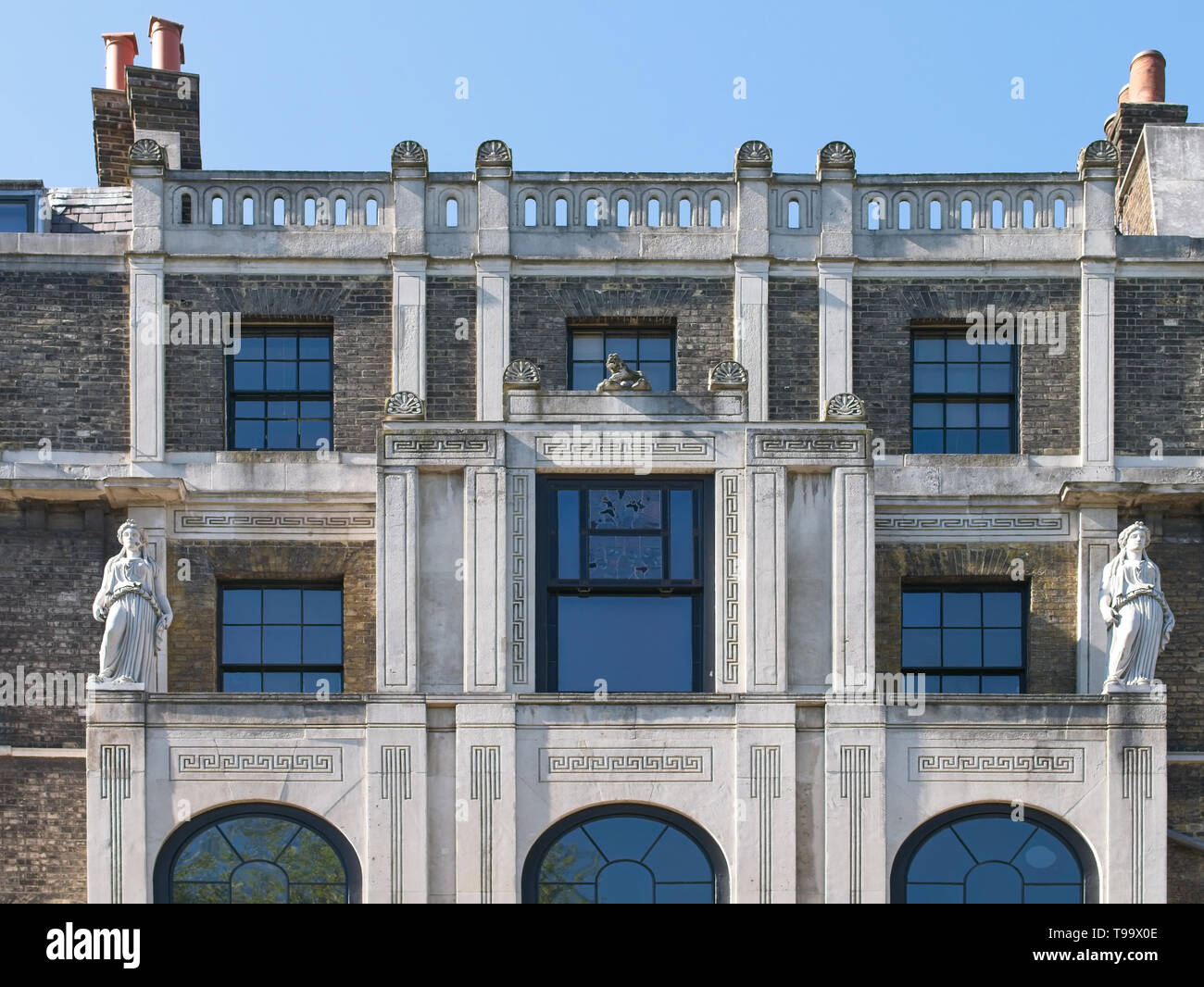 Close-up of the facade of Sir John Soan's Museum at Lincoln`s Inn Fields, Holborn, London, UK. Stock Photo